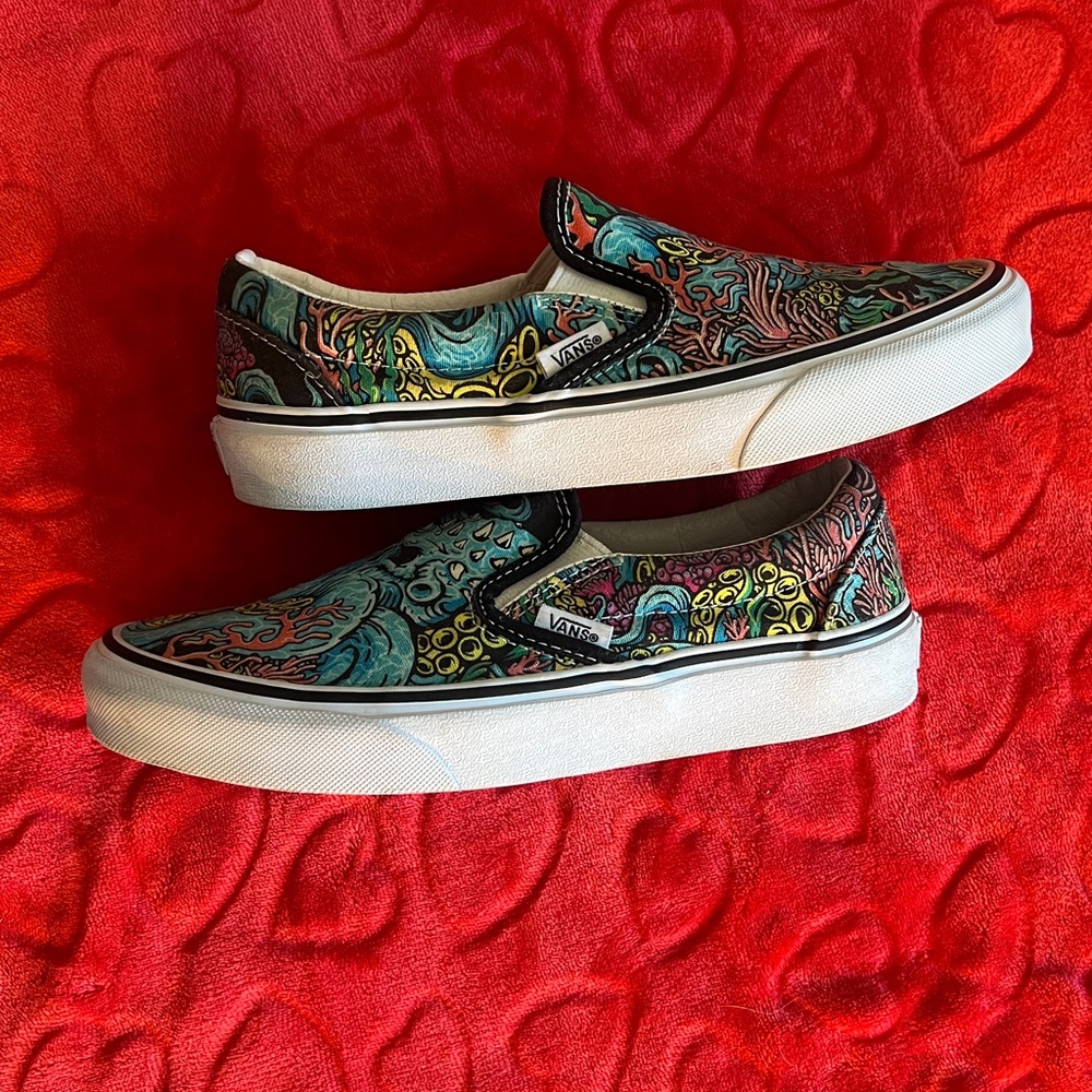 Vans Shoes Womens 6 Underwater Coral Slip On Vintage RARE RETRO unisex - Picture 5 of 10